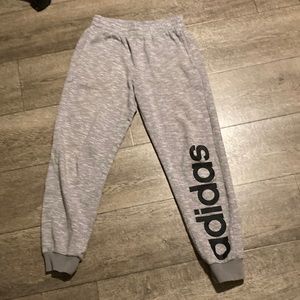 Gray Adidas sweatpants for kids used comes from a smoke free home